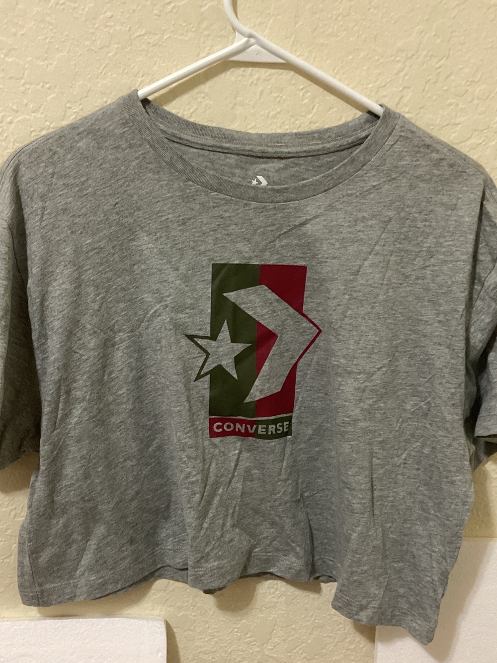 Converse Gray Crop Top with Red & Green Logo